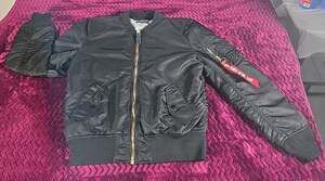 Alpha Industries MA-1 Bomber Jacket Black S Y2K Streetwear Military #0443